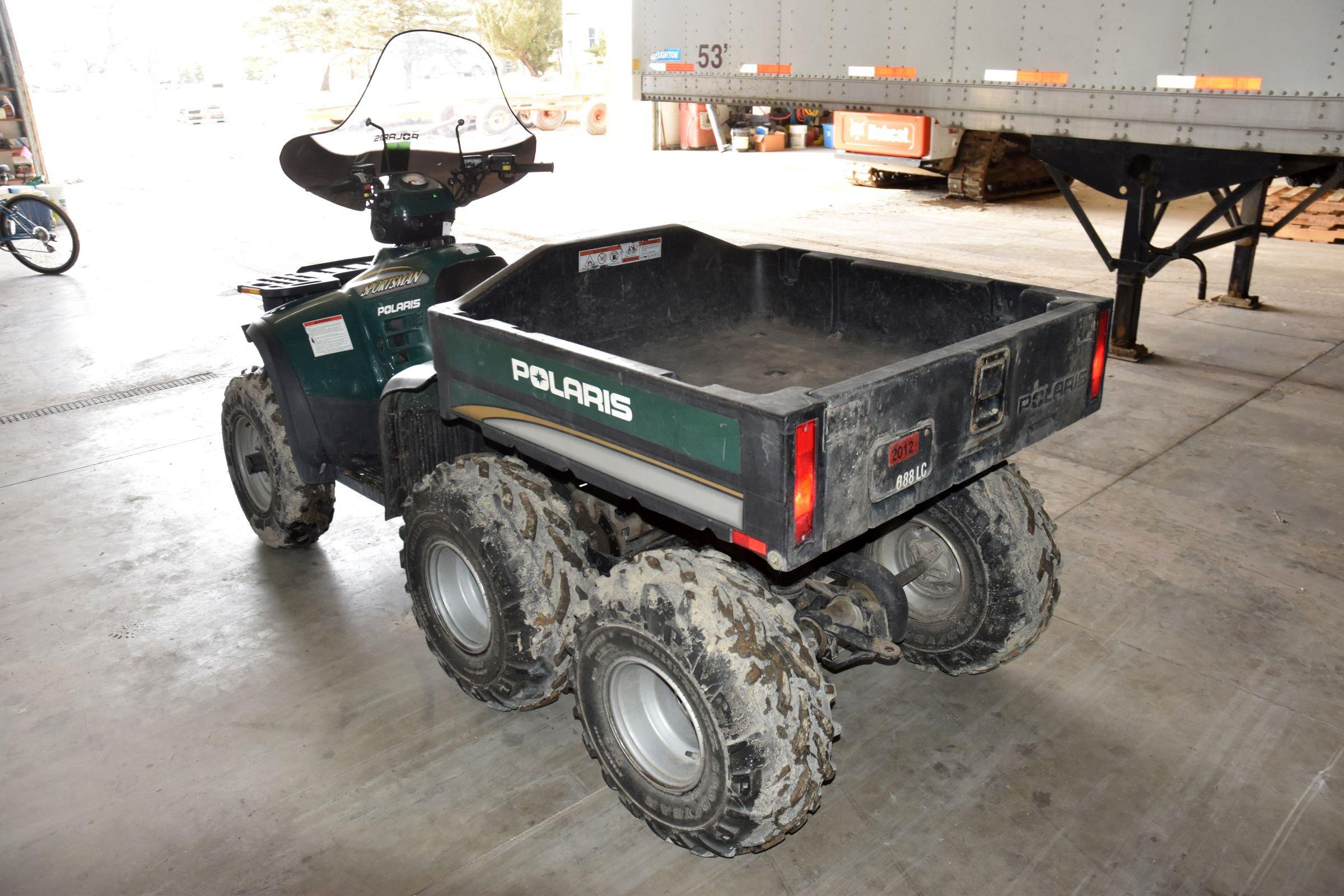 2001 Polaris Sportsman 6x6 ATV, Front Rack, With Box, Auto, 1994 Miles Showing