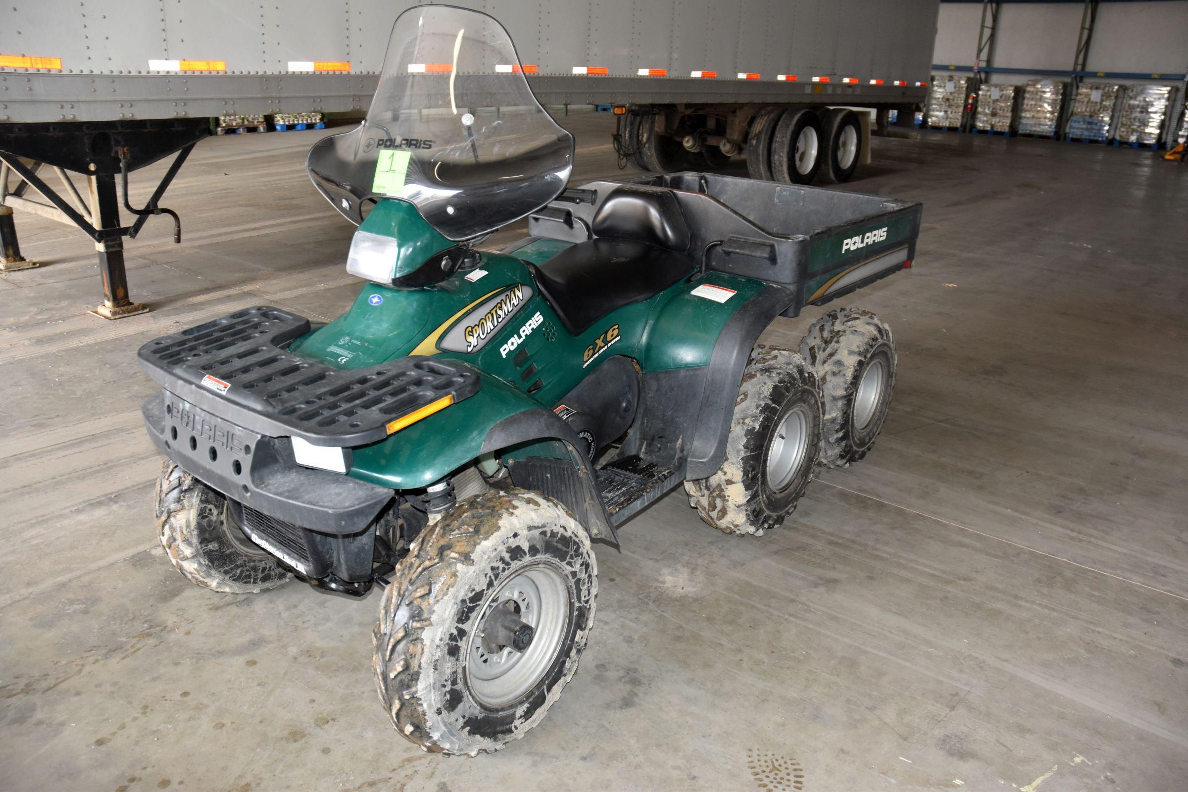 2001 Polaris Sportsman 6x6 ATV, Front Rack, With Box, Auto, 1994 Miles Showing