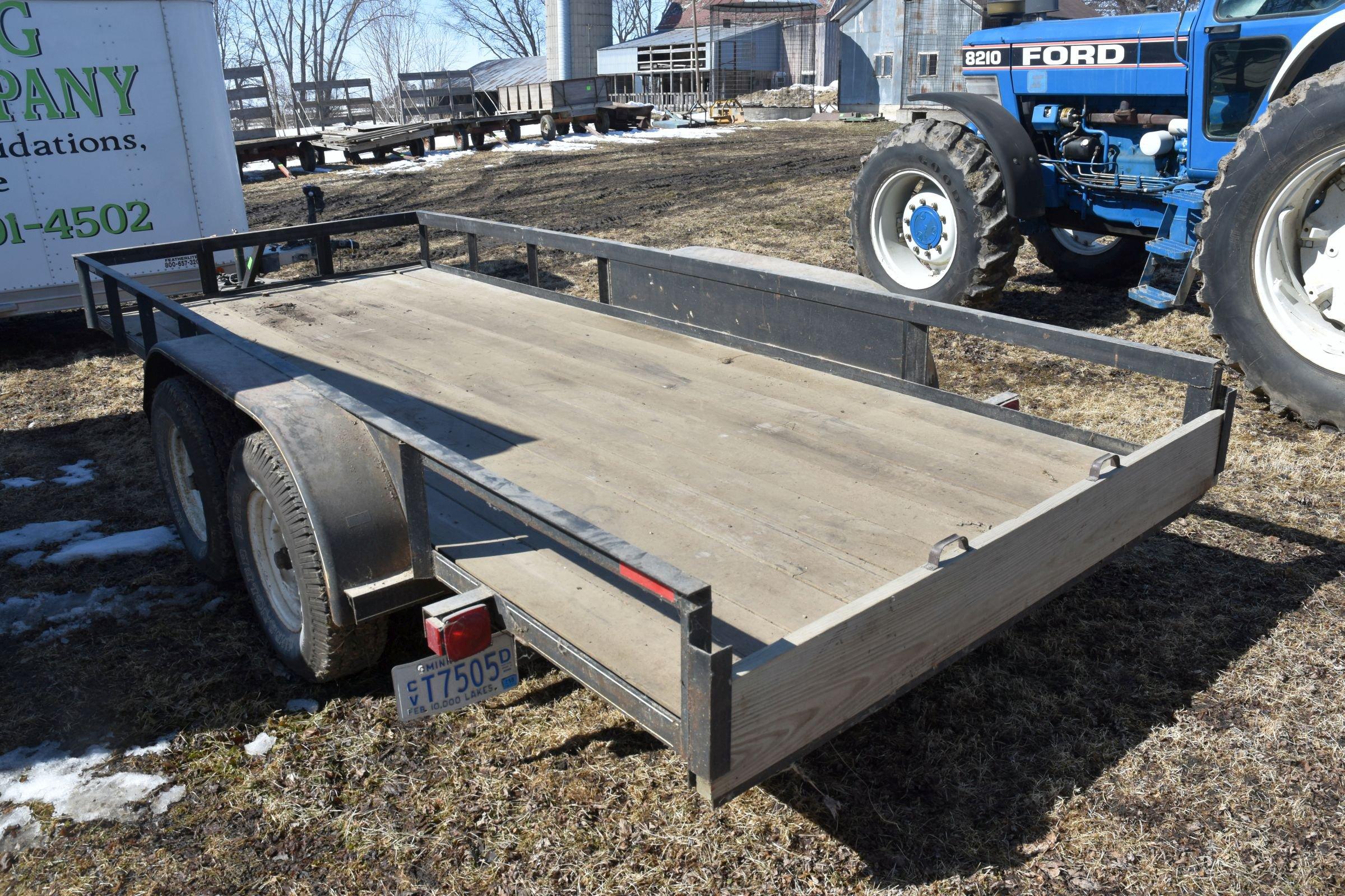 1978 Tow Master 16’x80” Flat Bed Trailer, Tandem Axle, Lights