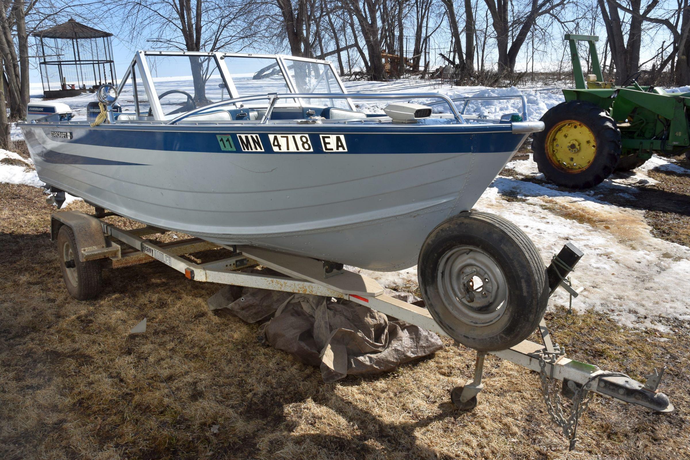 Starcraft 17’ Aluminum Fishing Boat, 35HP Evinrude, 7.5HP Evinrude Kicker, Deep-V Haul, With Good Tr