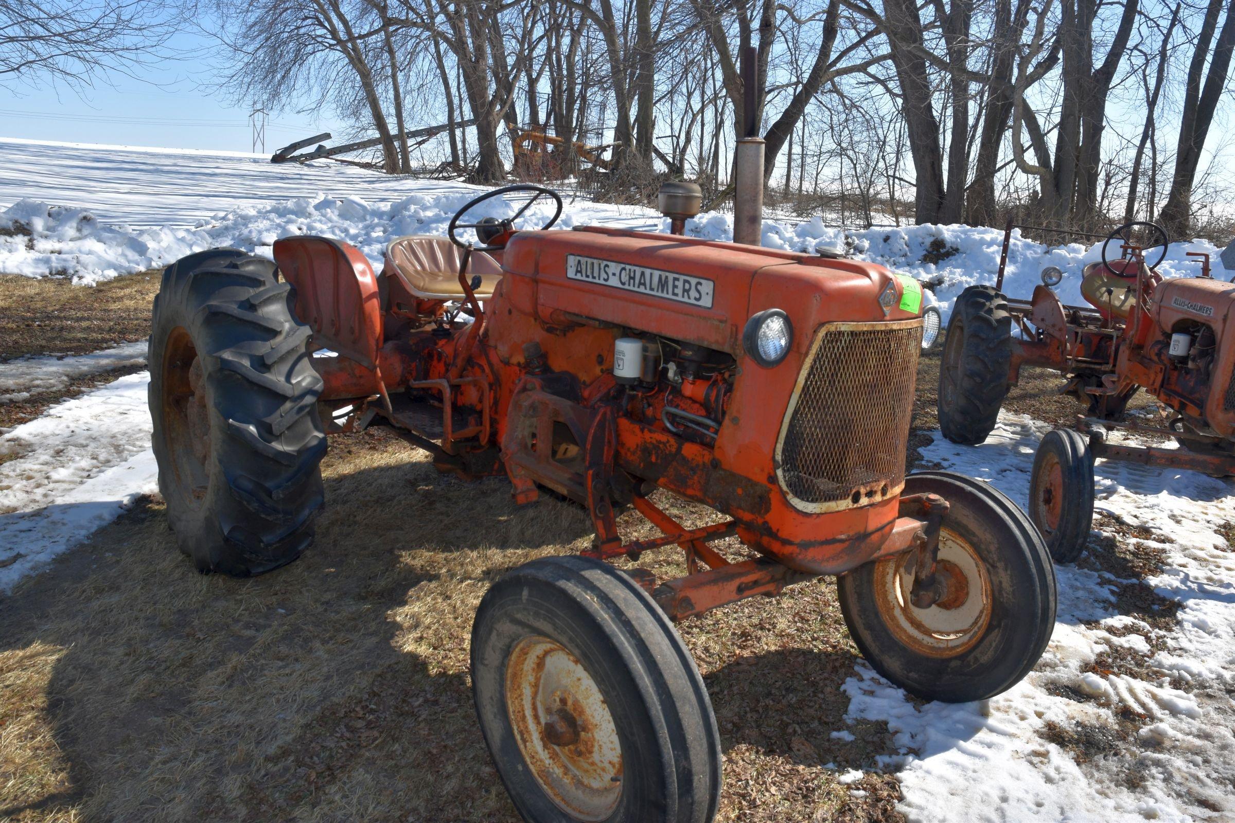 Allis Chalmers D14 Tractor, Wide Front, Good Tires, Wheel Weights, 14.9x26 Rubber, 3 pt. Snap Couple