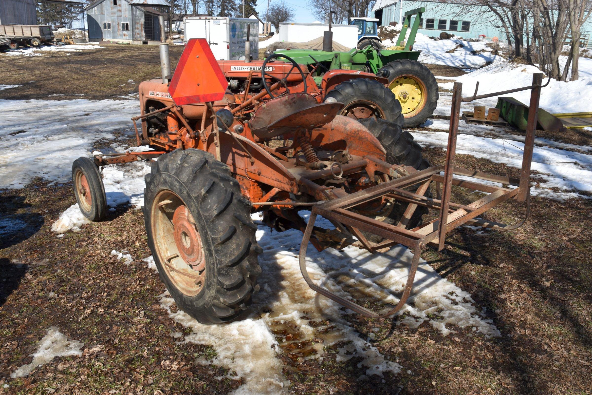 Allis Chalmers CA Tractor, Wide Front, Good Tires, Wheel Weights, 11.2x24 Rubber, PTO, Non Running,