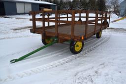 Shop Built 8'x14’ Flat Rack, Varnish Oak Parade Or Hay Ride Wagon With John Deere Running Gear, Rear