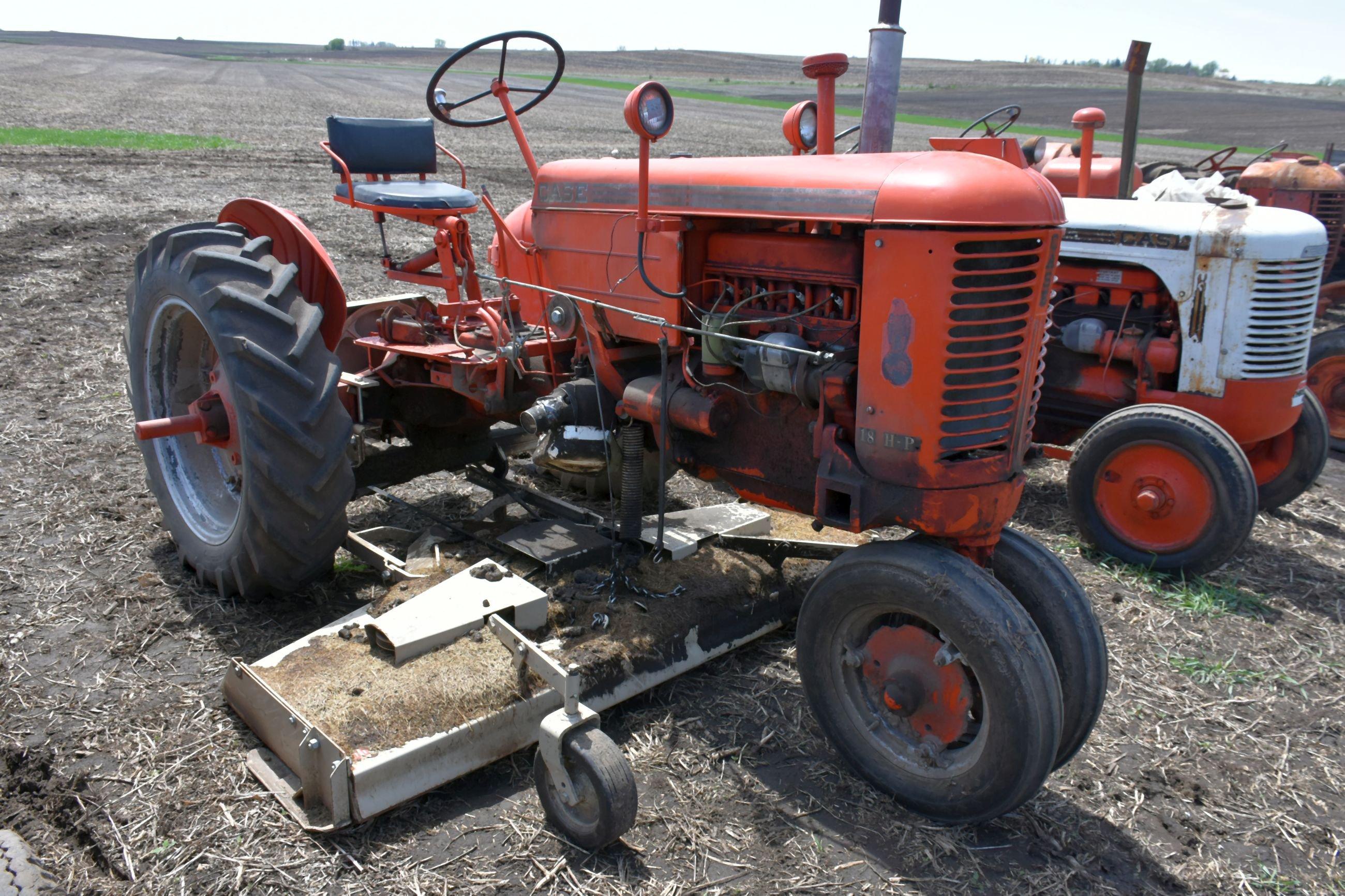 1951 Case VAC Tractor, Narrow Front, Runs, Fenders, With A Woods L306 Belly Mower, SN: 5564080