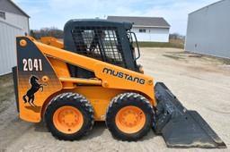 2011 Mustang 2041 Skid Loader, 188 Actual One Owner Hours, 46HP, 1350 Lift Capacity, Full Cab, Heat,