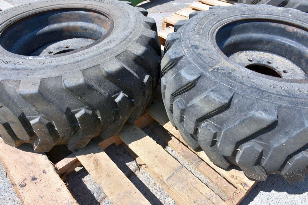 (4) Solideal Skid Loader Tires Wit Rims, 8 Bolt Rims, 12-16.5, Selling 4x$