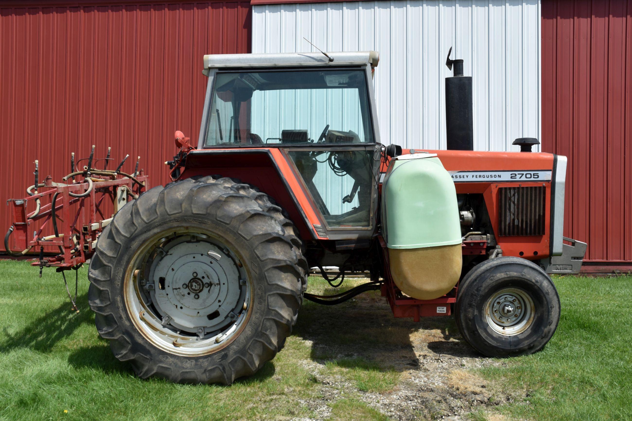 Massey Ferguson 2705 2WD, 3914 Hours Showing, 18.4x38 Duals, 540 PTO, Cab, 2 Hydraulic, 3pt.,