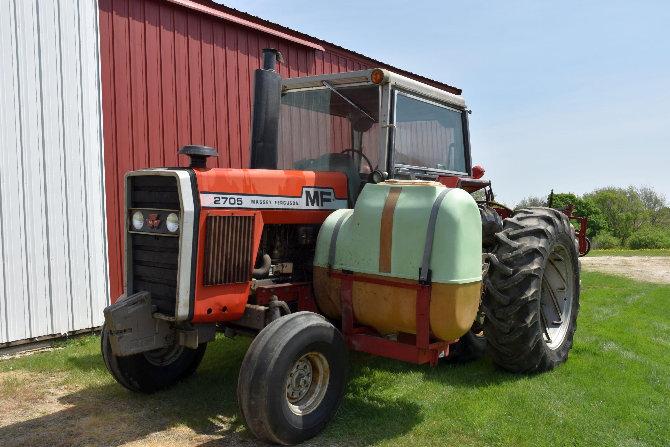 Massey Ferguson 2705 2WD, 3914 Hours Showing, 18.4x38 Duals, 540 PTO, Cab, 2 Hydraulic, 3pt.,