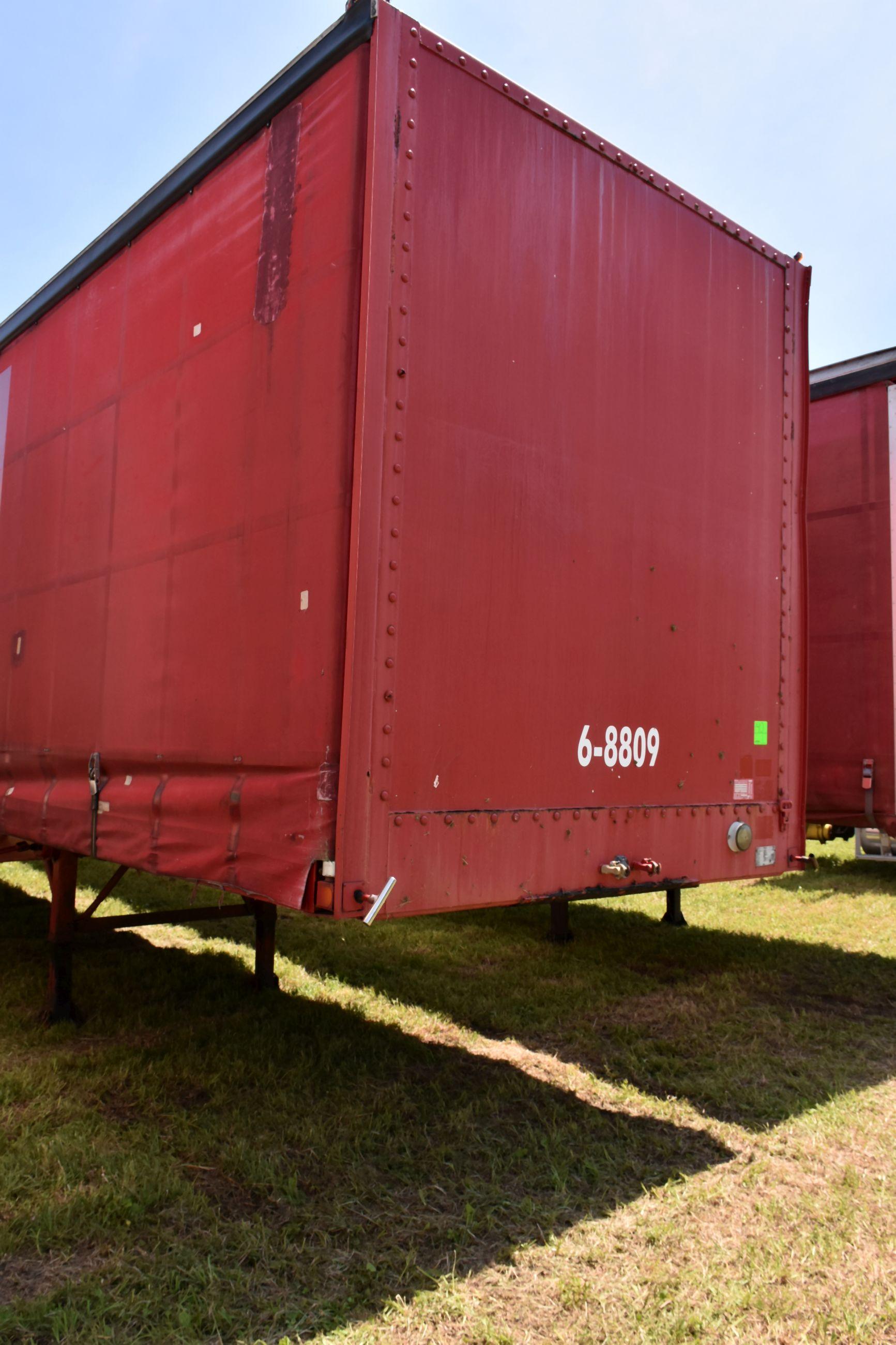 Fruehauf Model PBA – F2 – 48, 48’ x 102”, Sliding Curtain Semi Trailer, Rear Cargo Doors, 22.5 Rubbe