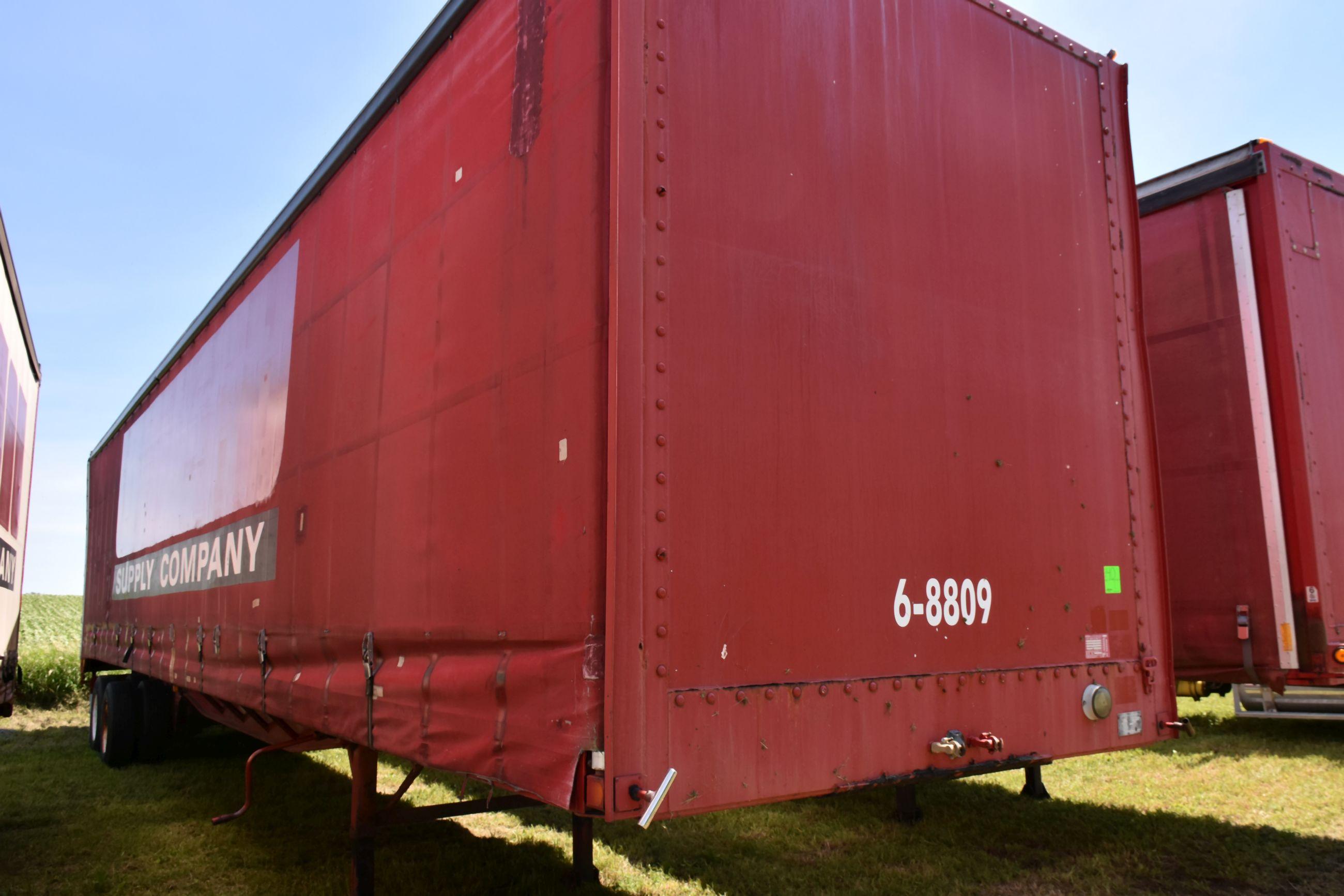 Fruehauf Model PBA – F2 – 48, 48’ x 102”, Sliding Curtain Semi Trailer, Rear Cargo Doors, 22.5 Rubbe