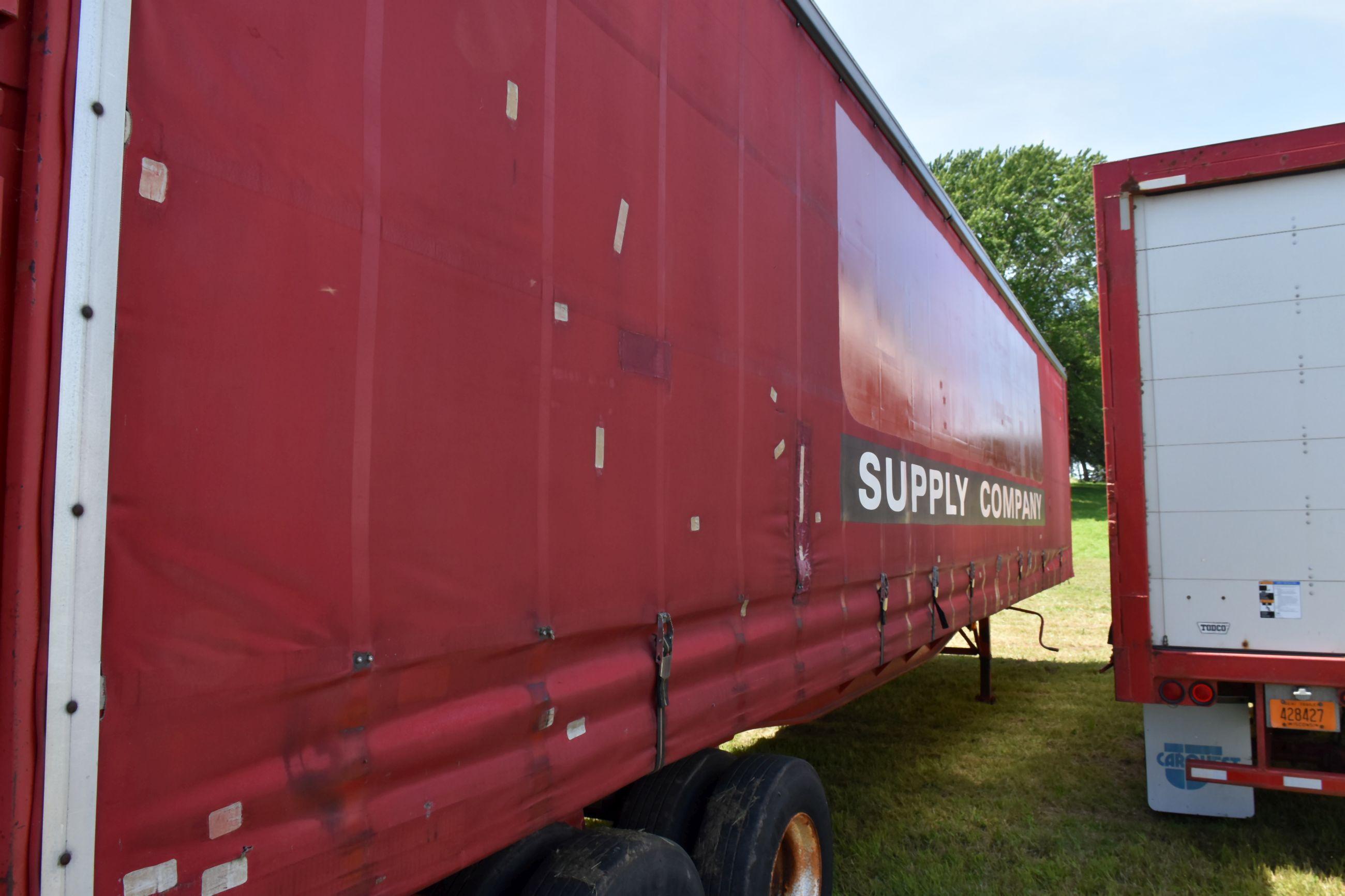 Fruehauf Model PBA – F2 – 48, 48’ x 102”, Sliding Curtain Semi Trailer, Rear Cargo Doors, 22.5 Rubbe