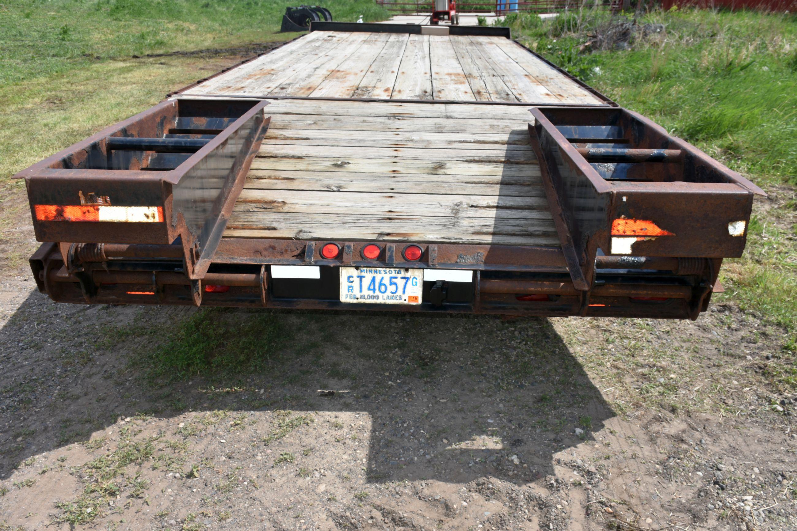 2004 Felling Deck Over Trailer, Pintail Hitch, 102” X 18’. 5’ Beavertail, Flip-Up Ramps, Tandem Axle