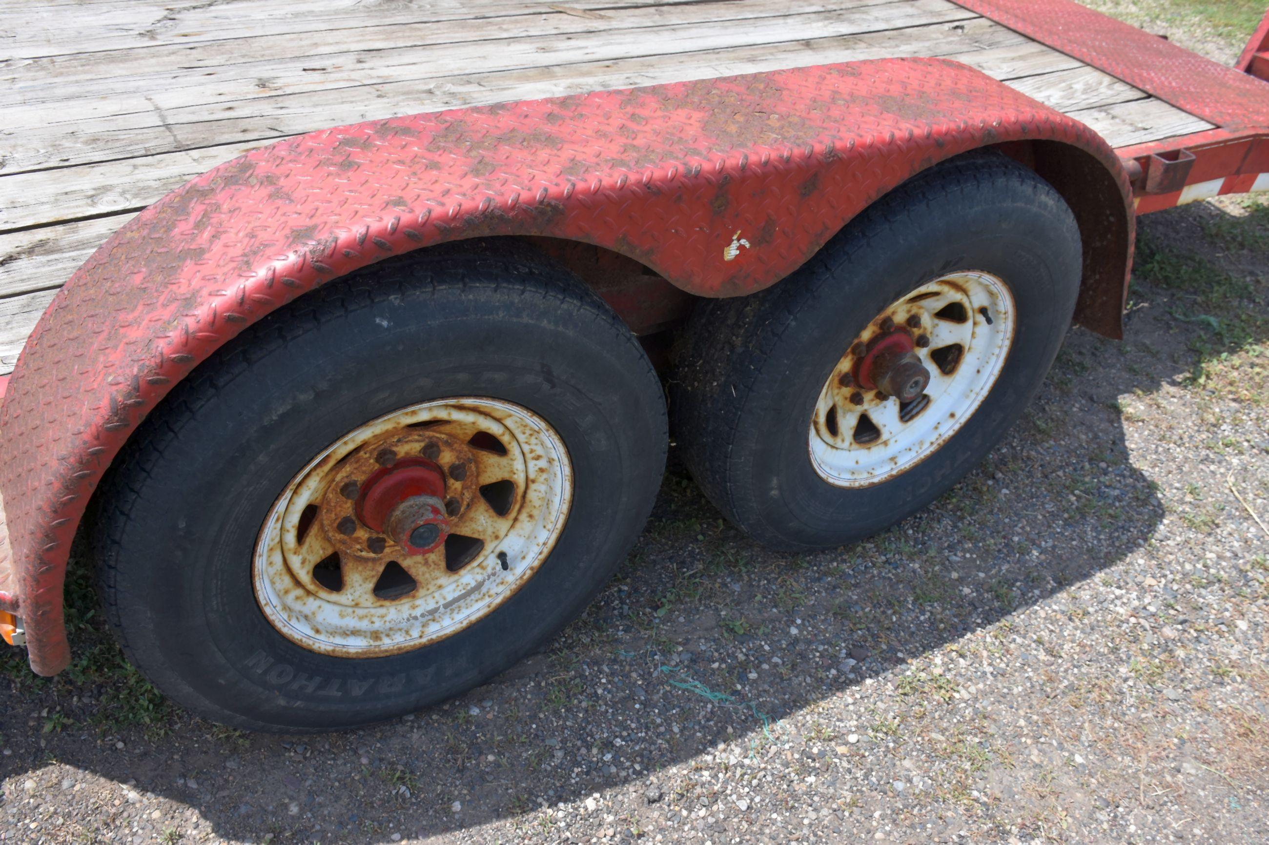 2004 Mac-Lander Trailer 80” Wide, 16’ Long, 2’ Beaver Trail, Flip-Up Ramps, Tandem Style