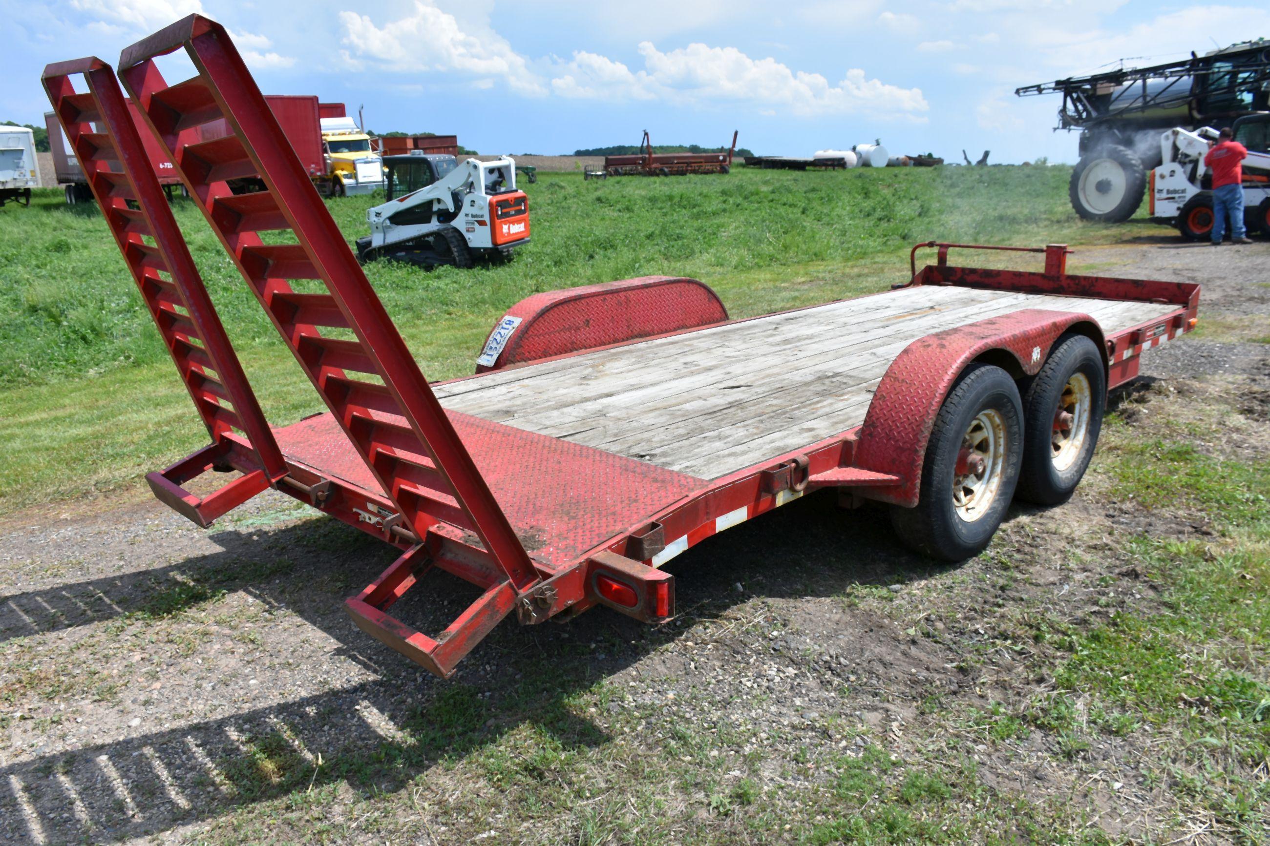 2004 Mac-Lander Trailer 80” Wide, 16’ Long, 2’ Beaver Trail, Flip-Up Ramps, Tandem Style