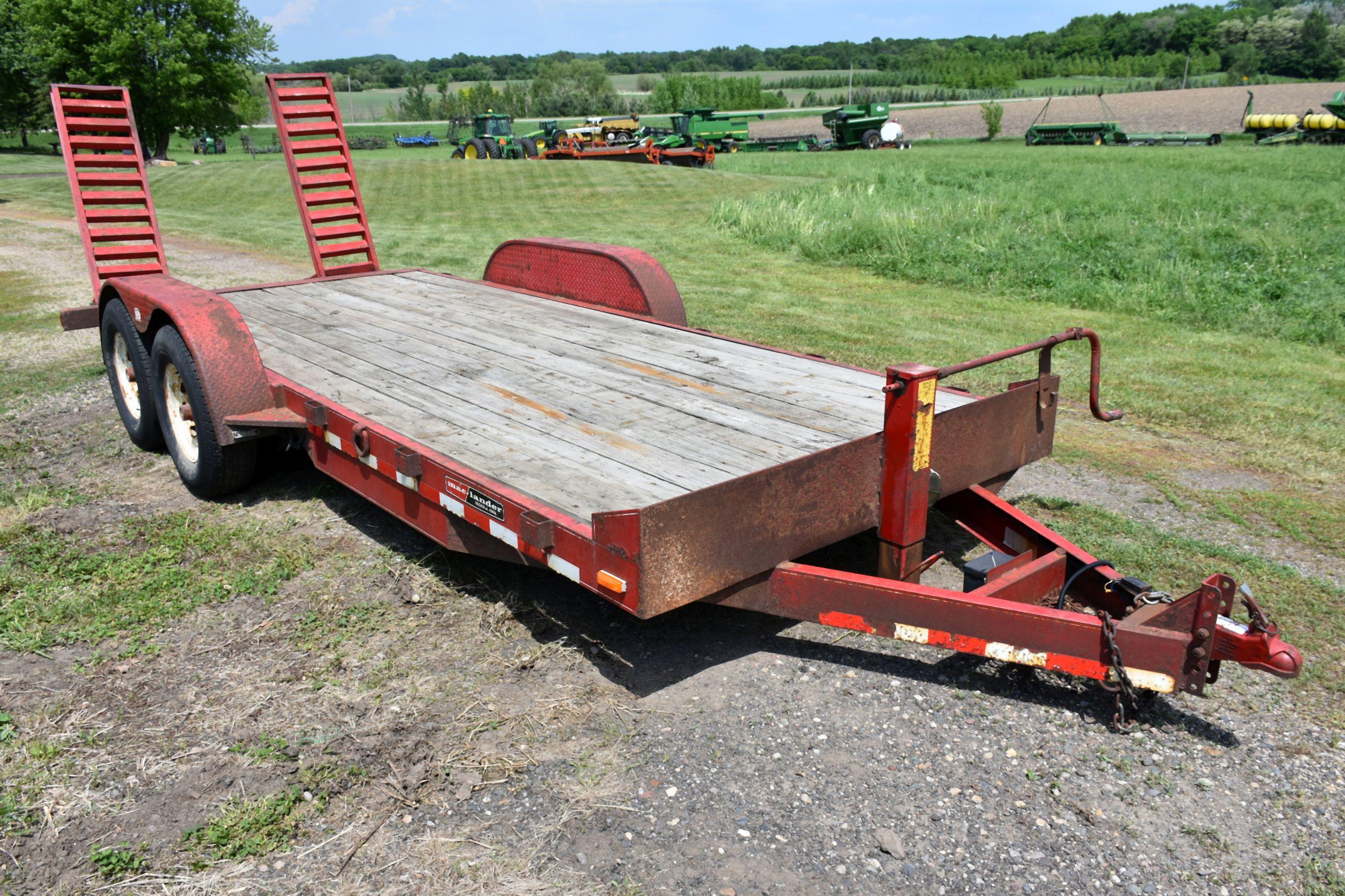 2004 Mac-Lander Trailer 80” Wide, 16’ Long, 2’ Beaver Trail, Flip-Up Ramps, Tandem Style