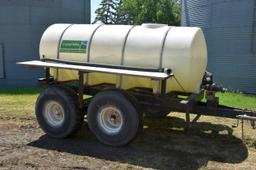 1000 Gallon Poly Tank Tender On Tandem Axle Trailer, 16.5 X 16.1 Tires, 1000 Gallon Elliptical Poly