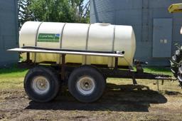 1000 Gallon Poly Tank Tender On Tandem Axle Trailer, 16.5 X 16.1 Tires, 1000 Gallon Elliptical Poly