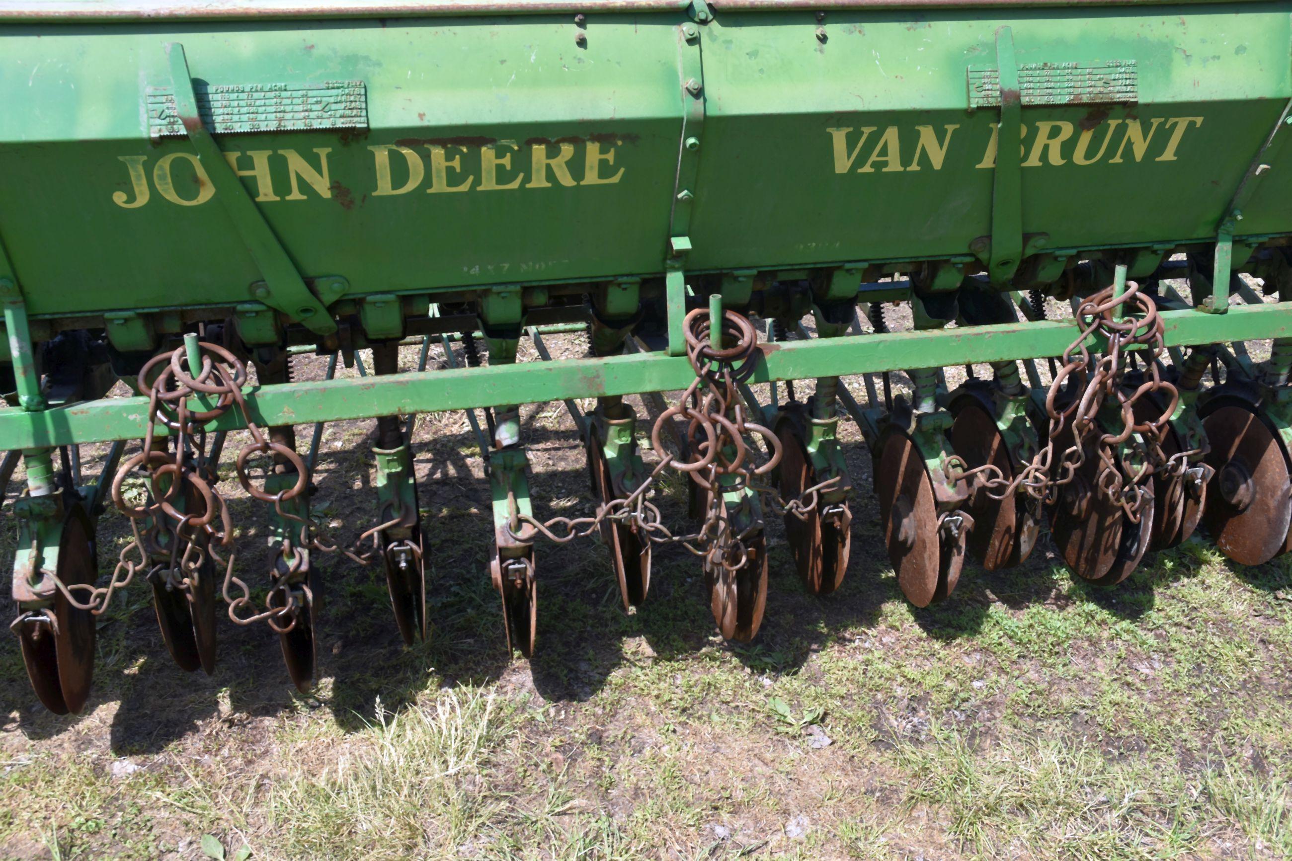 John Deere Van Brunt Drill, 14’ X 6” Low Rubber, Hydraulic Lift, Small Seed Attachment