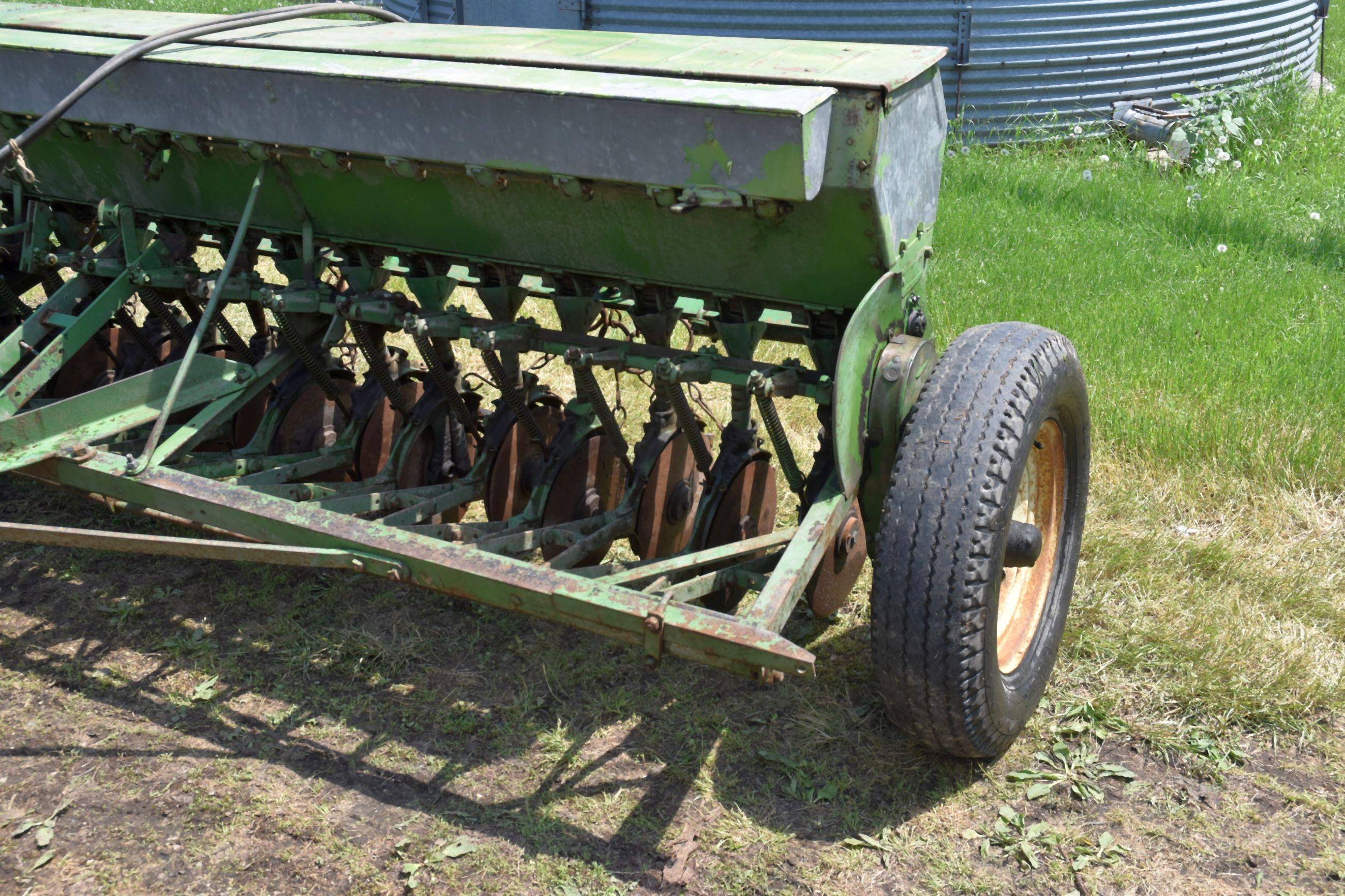 John Deere Van Brunt Drill, 14’ X 6” Low Rubber, Hydraulic Lift, Small Seed Attachment