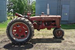 Farmall, H Tractor, N/F, Belt Pully, Single Hyd., PTO, 11x38 Tires, Runs