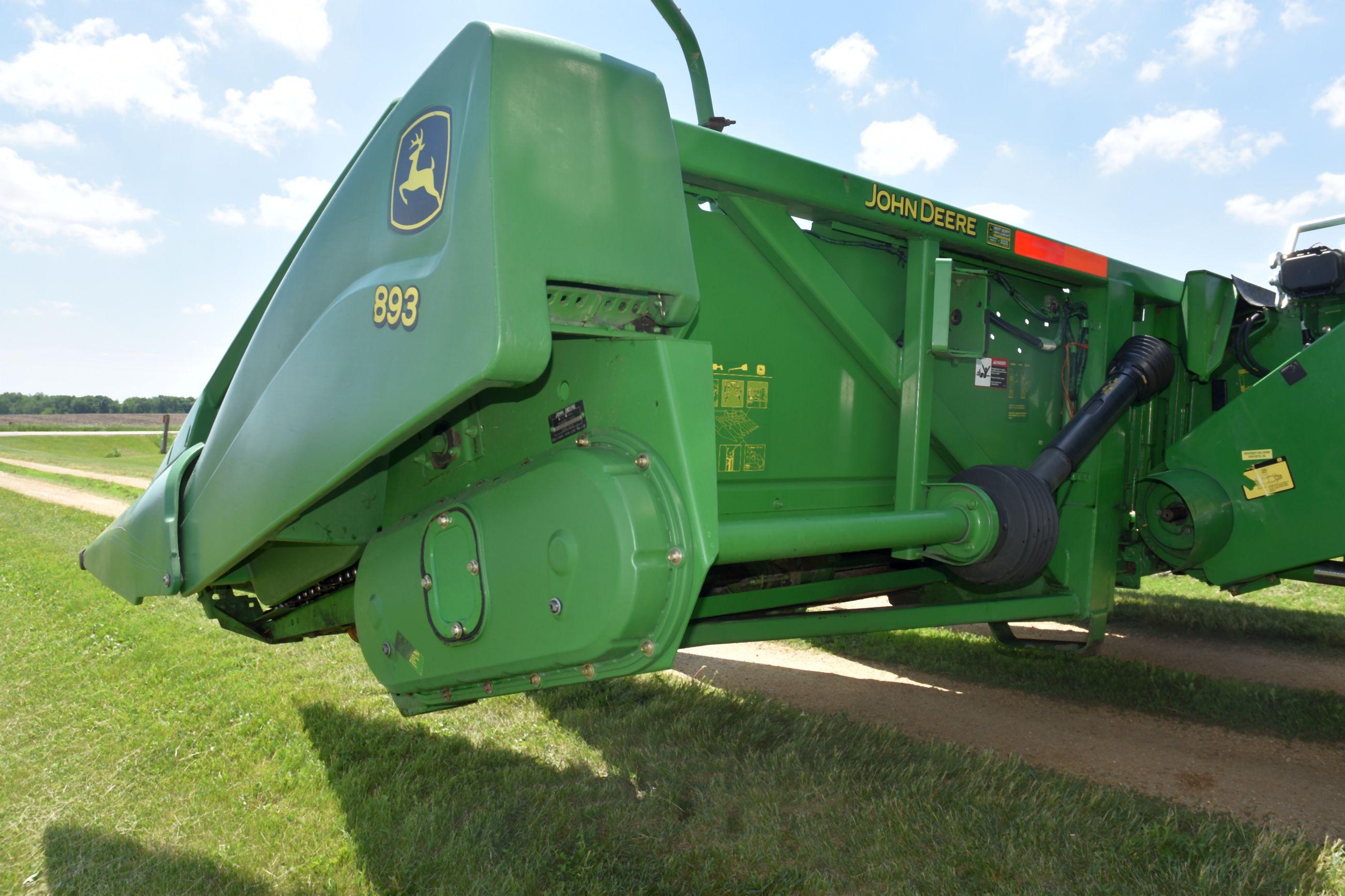 2005 John Deere 893 Corn Head, 8 Row 30”, Poly Snouts, Knife Rolls, Dual PTO, SN: X711602