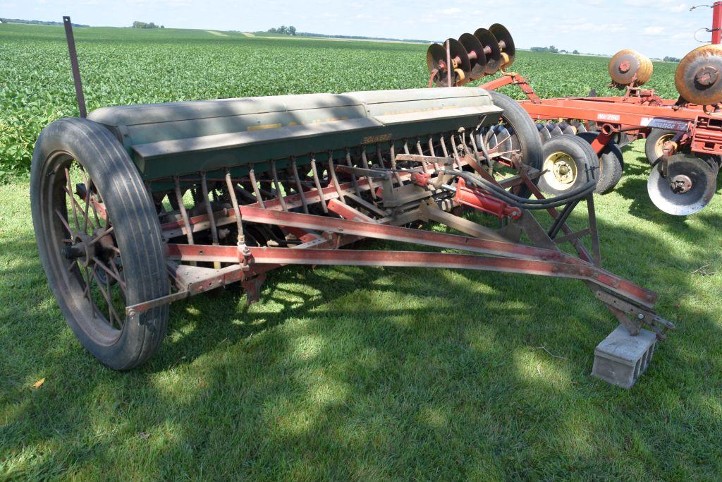 Oliver Superior Grain Drill, 11’ x 6”, Grass Seeder, Rubber High Wheels, Hydraulic Lift, Press Wheel