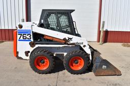 Bobcat 763 Diesel Skid Loader With 1491 Hours, New Tires, Auxiliary Hydraulics, Hand/Foot Controls,