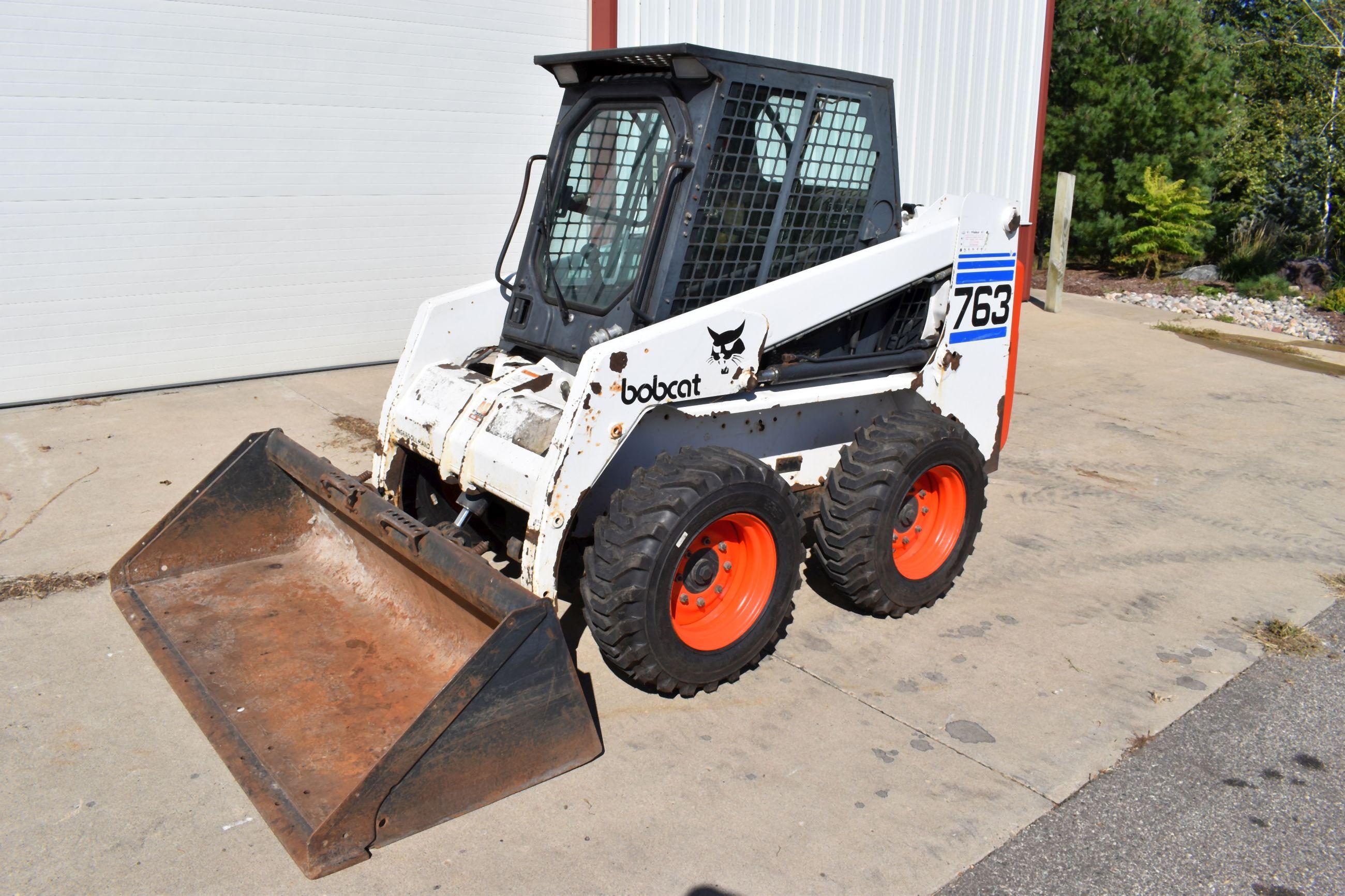 Bobcat 763 Diesel Skid Loader With 1491 Hours, New Tires, Auxiliary Hydraulics, Hand/Foot Controls,