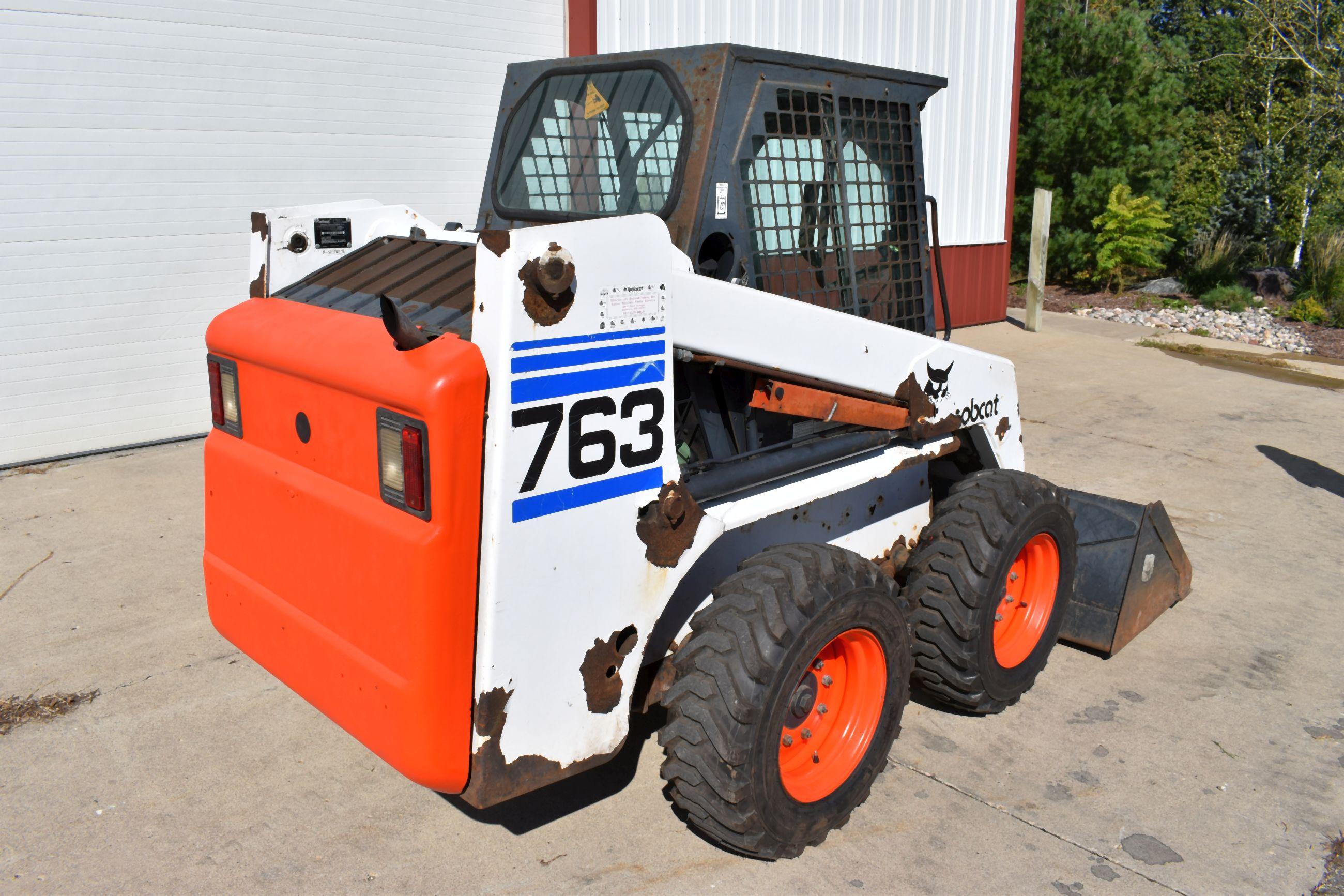 Bobcat 763 Diesel Skid Loader With 1491 Hours, New Tires, Auxiliary Hydraulics, Hand/Foot Controls,