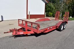 2003 S&S Flat Bed Tandem Axle Trailer 18’ Bed, 2’ Beaver Tail, 2 5/16” Ball Hitch, 16" Tires, Lights