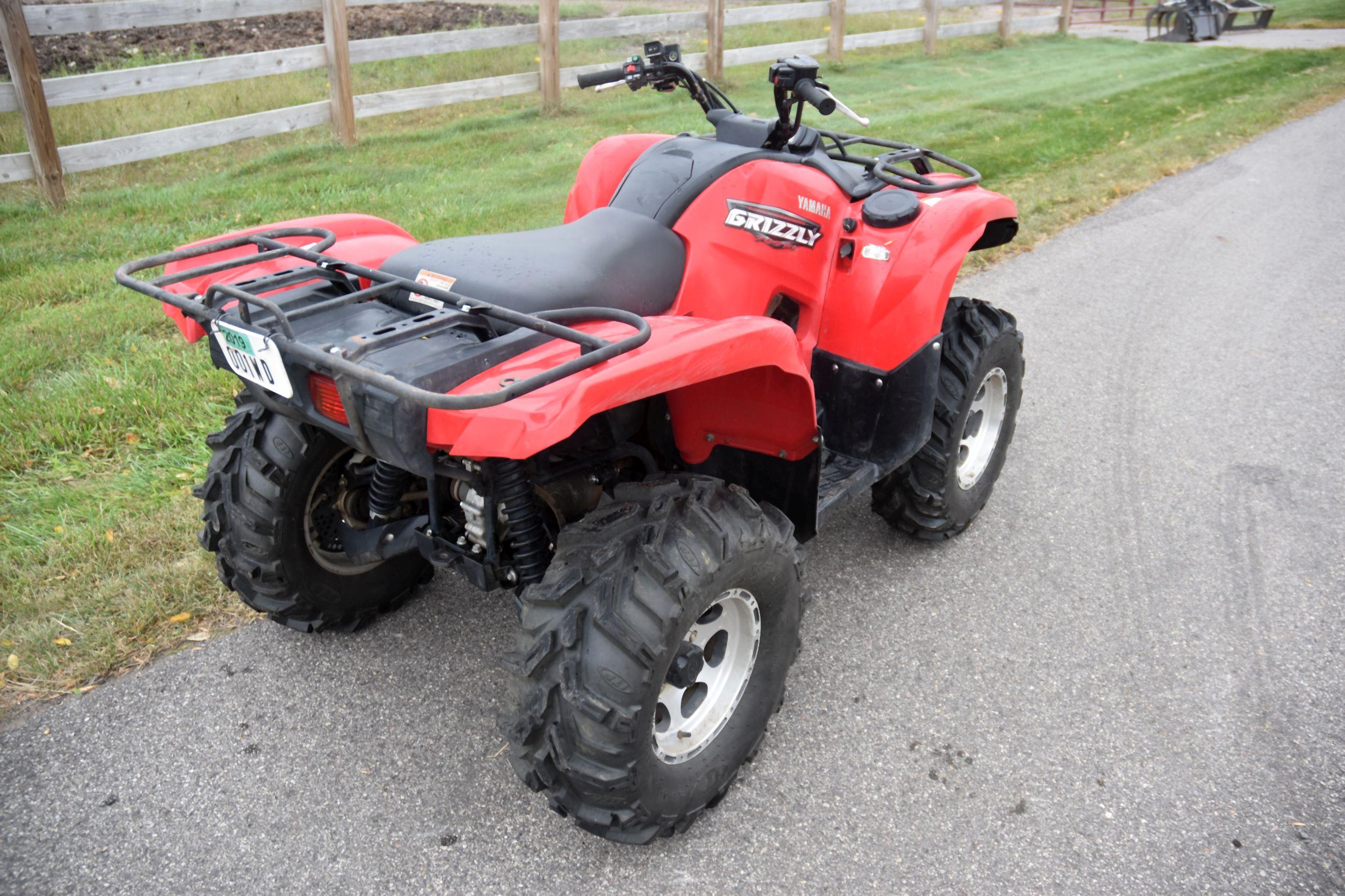 2008 Yamaha Grizzly 700 FI ATV, 4-Wheeler, 4x4, Winch, Auto, 1,441 Miles, Front And Rear Racks, Runs