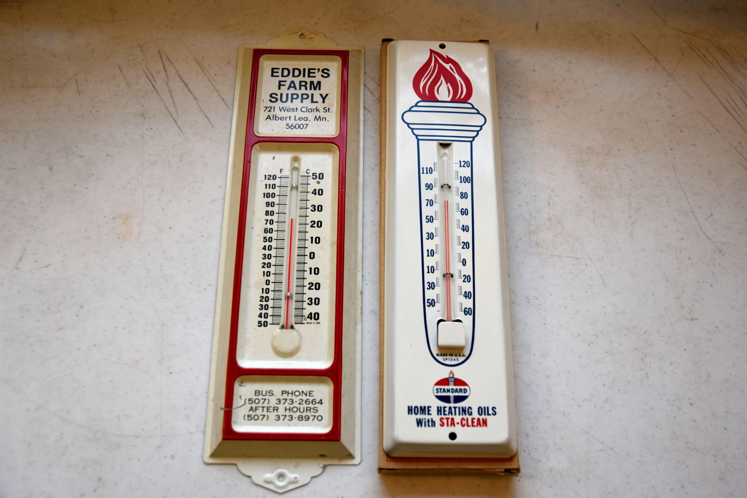 Eddies Farm Supply Albert Lea MN Thermometer, Standard Oil Thermometer