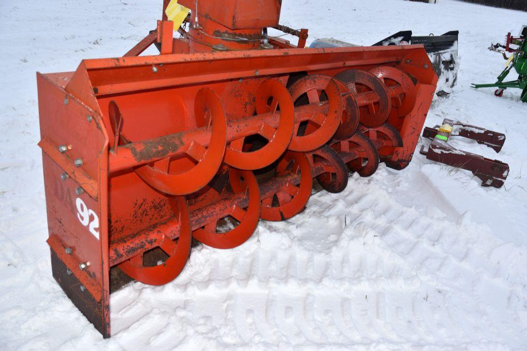 Inland 92" Snow Blower, Hydraulic Spout,  540PTO, 3pt.