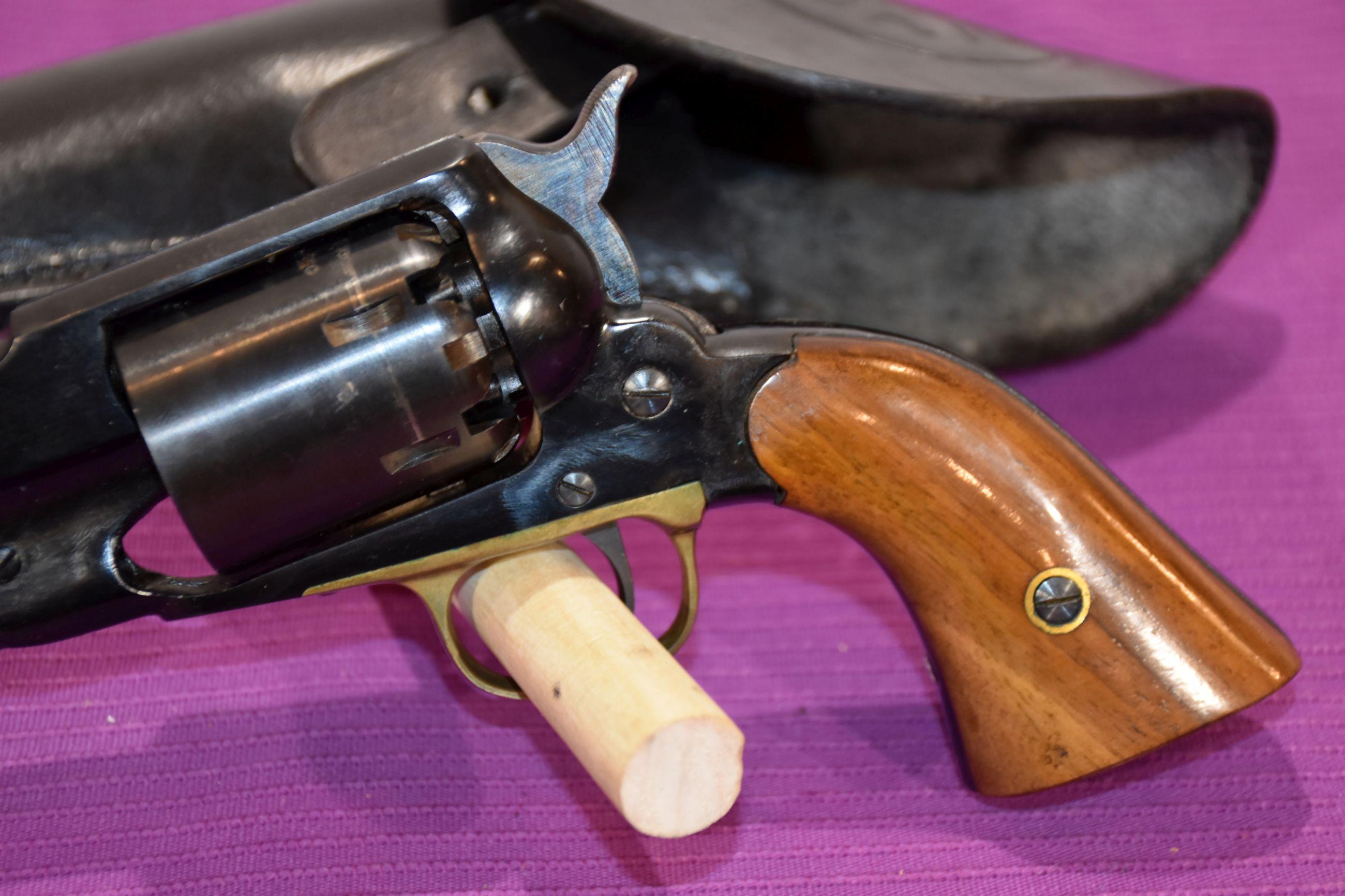 Euroarms New Army Model Reproduction 44 Cal Black Powder Revolver, SN: 5108, With US Leather Holster