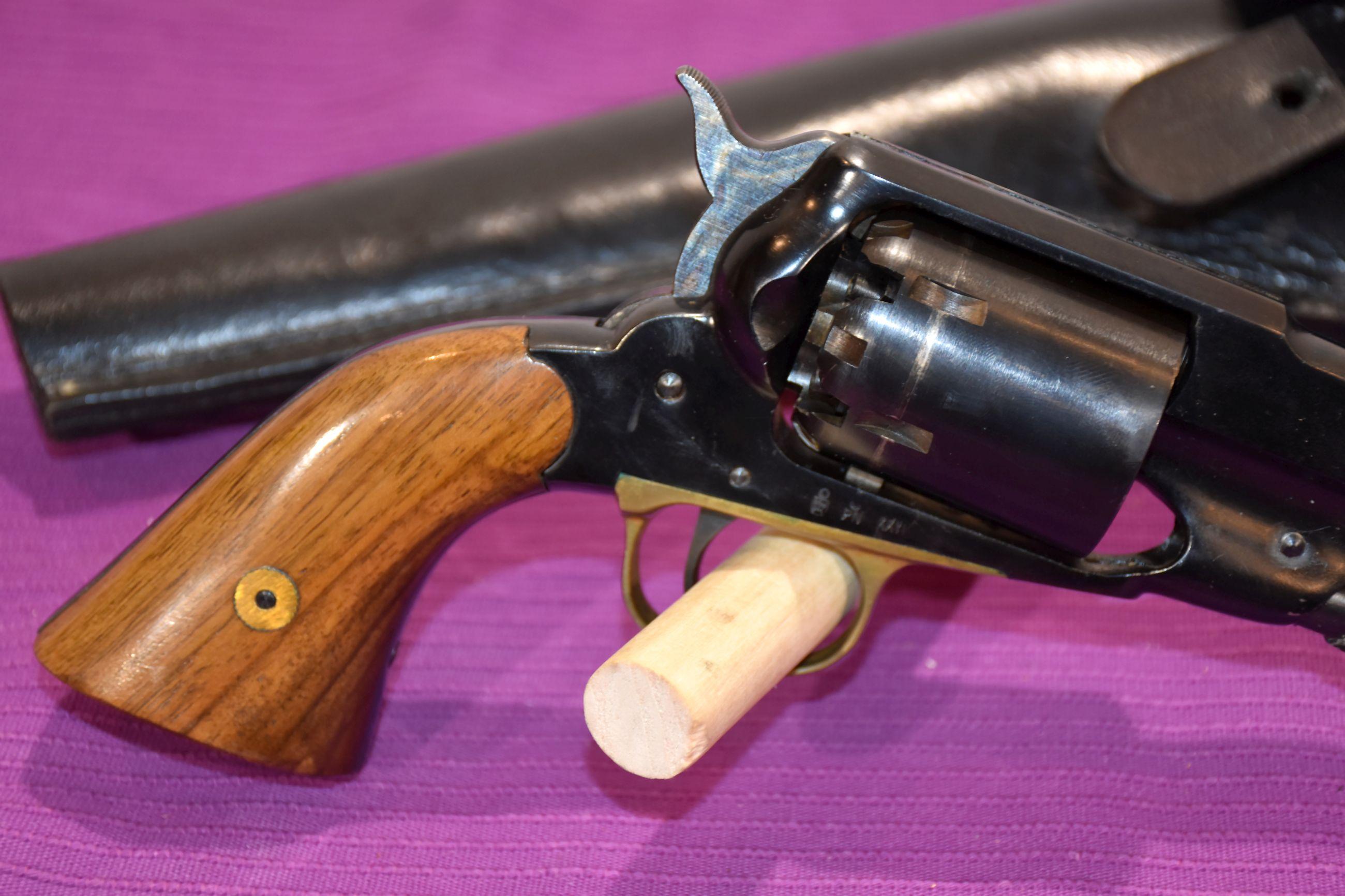 Euroarms New Army Model Reproduction 44 Cal Black Powder Revolver, SN: 5108, With US Leather Holster