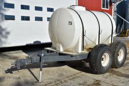 1000 Gallon Poly Tank On Tandem Axle Trailer, 16.5x16.1 Tires, Transfer Pump