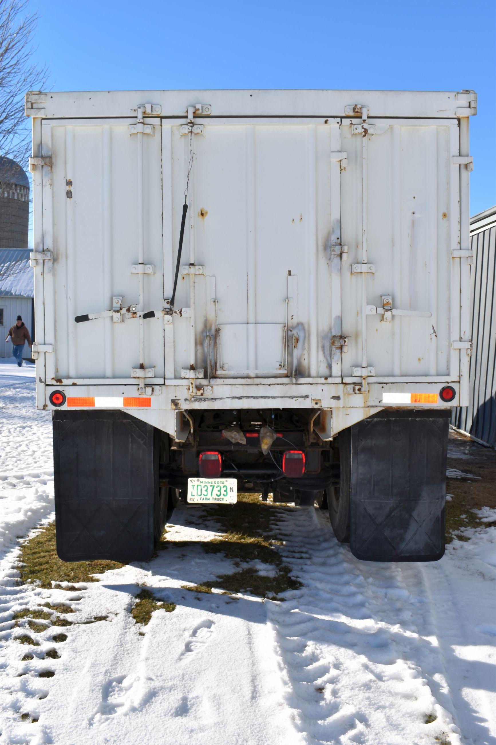 1995 Freightliner FL70 Tandem Axle Grain Truck, Single Axle With Air Lift Tag, 22.5 Rubber, Diesel,