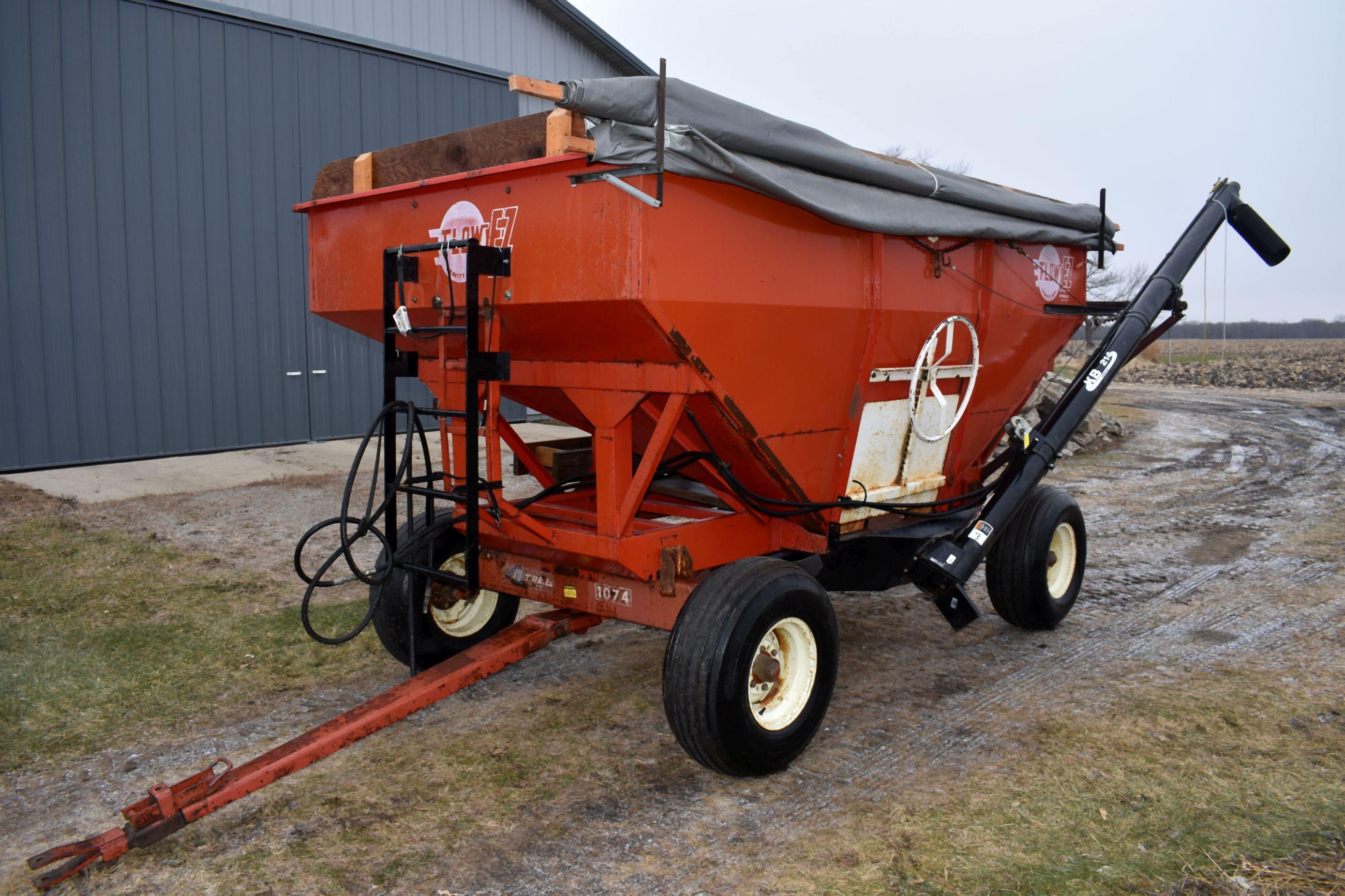 E-Z Flow 300 Gravity Flow With Killbros KB214 Fertilizer Auger, EZ Trail 1074 Running Gear