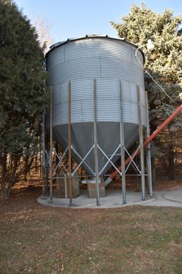 2,000 Bushel Wet Holding Bin 16’, 4 Rings, Cone Bottom, With Unload Auger, Buyer Have 6 Months To Re