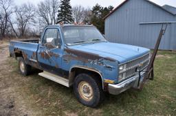 1982 Chevy K20 Silverado 4 x 4 Pick-Up, 76,515 Miles, 350 V8, Auto, Runs And Drives