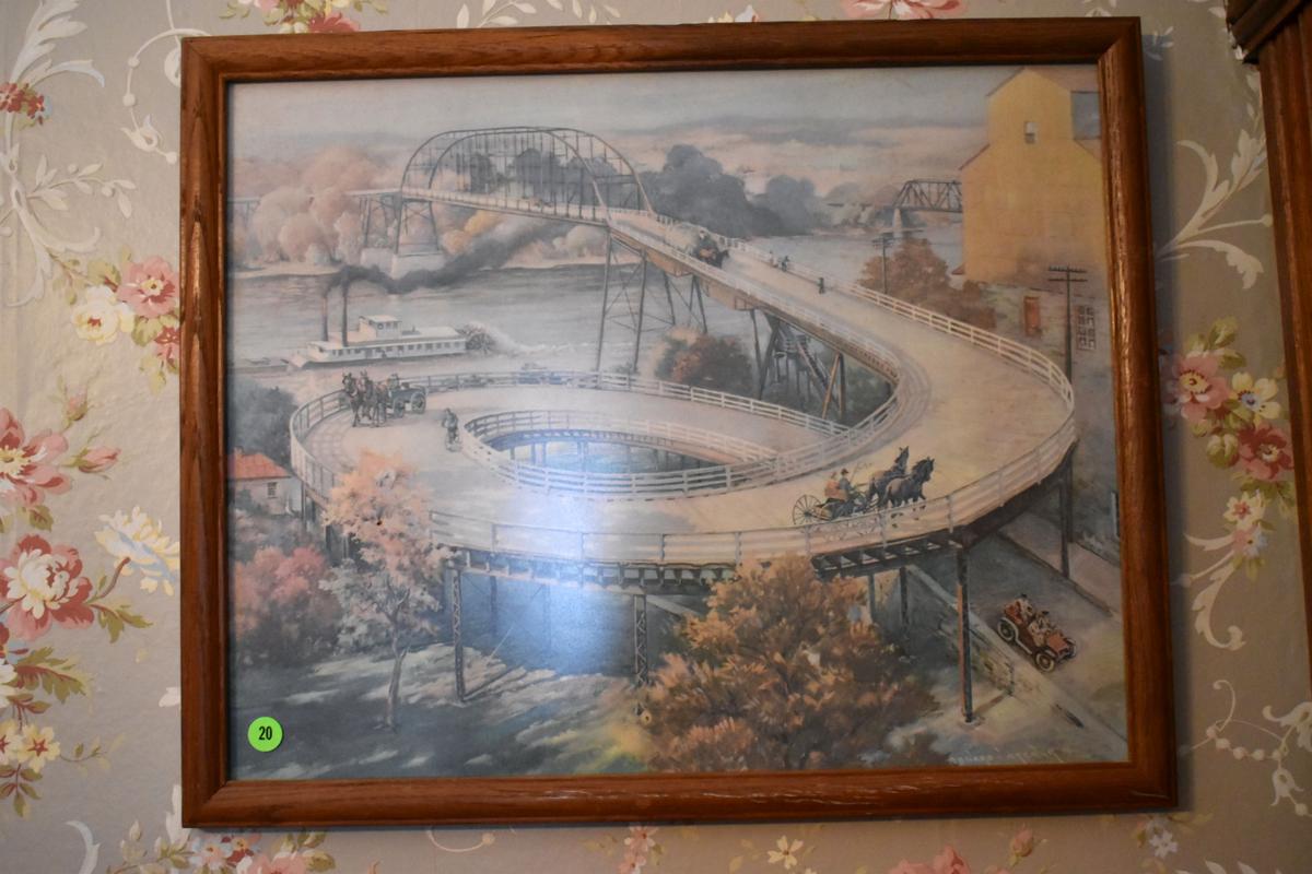 Framed Picture Of Spiral Hastings Bridge, 22'"x18"