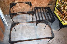 Metal Furniture Patio Set Consisting Of Tanning Chair, 2 Metal Chairs, Bench, 3 Table Stands, Pick U