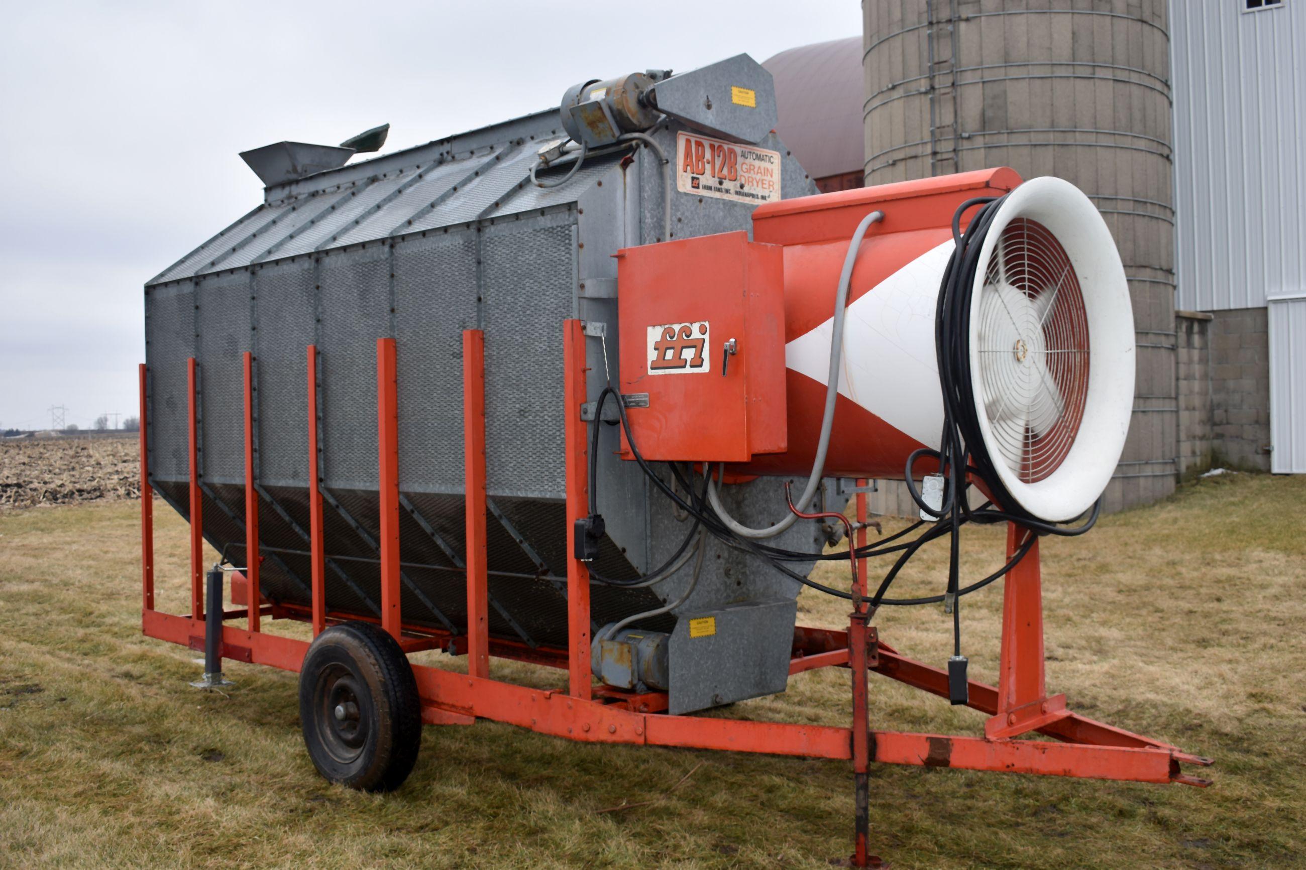 Farm Fans AB-12B Auto Crop Dryer, Single Phase, 5,120 Hours, On Transports, LP Gas, SN: 3-2211