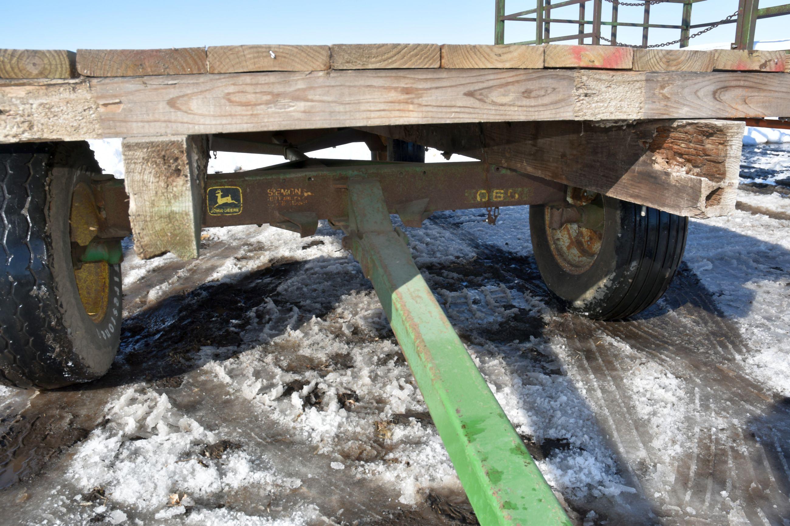 7’ x 14’ Flatbed Hay Rack, On JD 1066 Running Gear