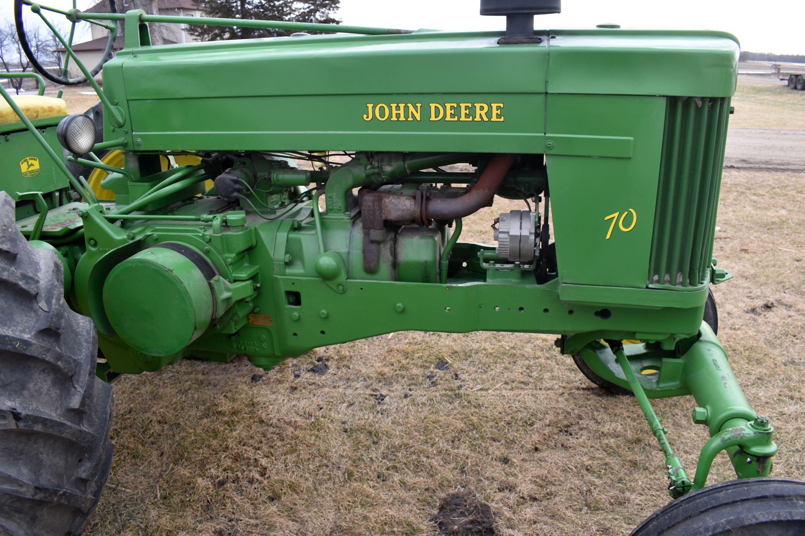 John Deere 70 Wide Front, Gas, 15.5x38 95%, PTO, Restored, SN: 7003077