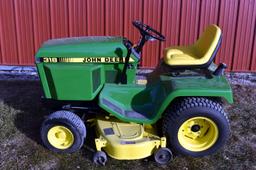 John Deere 318 Garden Tractor, 50” Deck, Hydro, 800 Hours On Overhauled Engine, New Paint