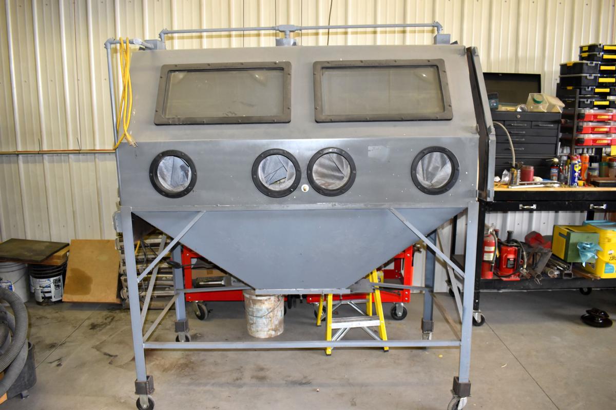 Shop Built, Dual Compartment, Sand Blasting Cabinet, 68” Wide