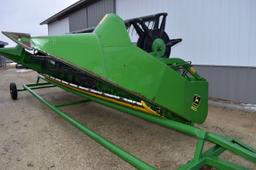 John Deere 920 Bean Head, 3” Cut, Rock Guard, Fore/Aft. Reel, Tiger Jaw Sickle, Poly, SN: F637198