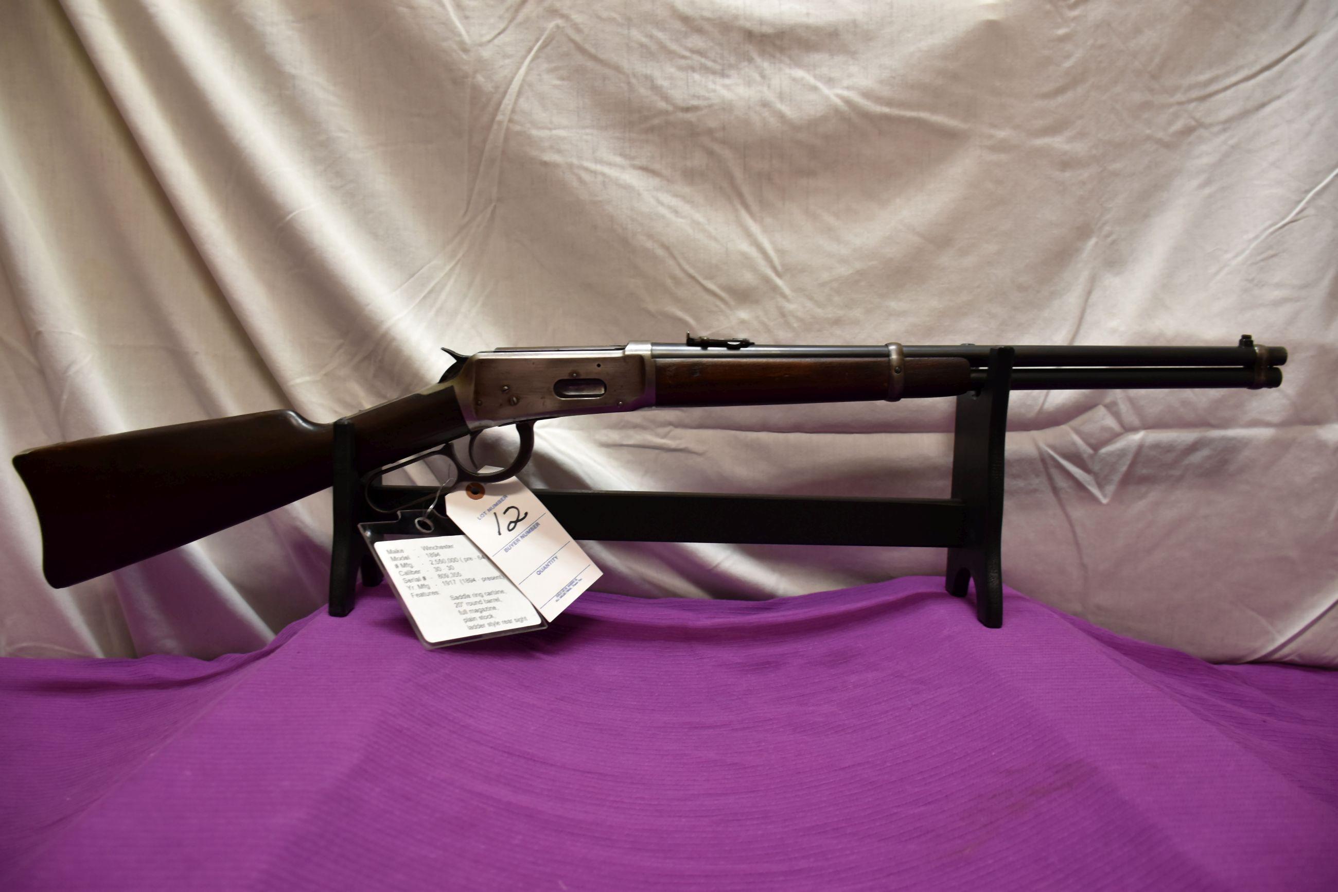 Winchester 1894 30-30 Cal., Year Manufactured 1917, Saddle Ring Carbine, 20'' Round Barrel, Full Mag