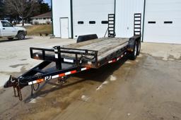 2011 PJ, 20’ Tandem Axle Trailer, 7,500 LB Axles, Flip Up Ramps, 7' Wide Bed, 16" Tires